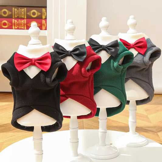 Bow Dog Clothes Pet Dress Vest Dog Tuxedo Clothes For Wedding Party Pet Formal Occasion Clothing