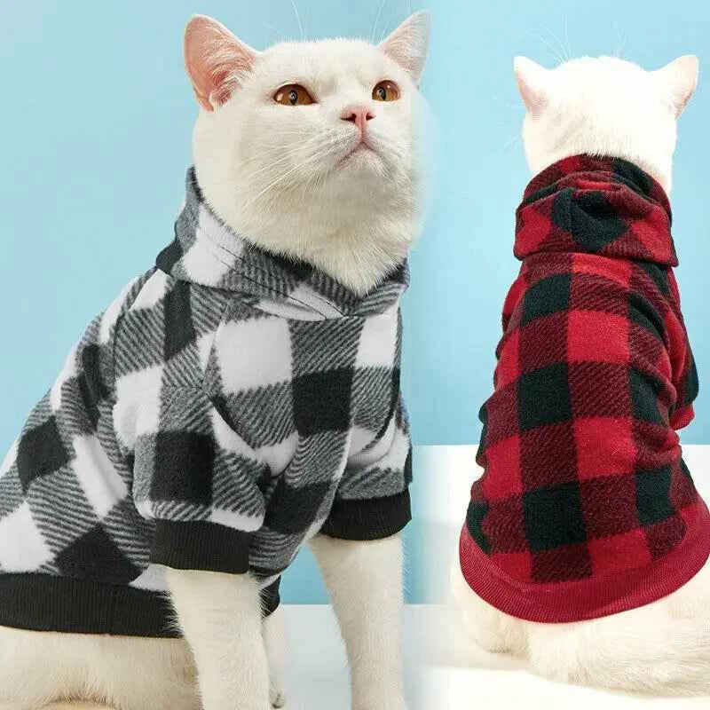 Cozy Plaid Flannel Pet Sweater – Perfect Warmth for Your Cat or Small Dog