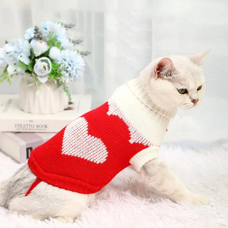 Christmas Cat Dog Sweater Pullover Winter Dog Clothes for Small Dogs Chihuahua Puppy Vest Warm Pet Clothing Cat Knitted Coat