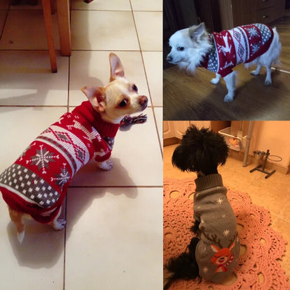 Christmas Cat Dog Sweater Pullover Winter Dog Clothes for Small Dogs Chihuahua Puppy Vest Warm Pet Clothing Cat Knitted Coat