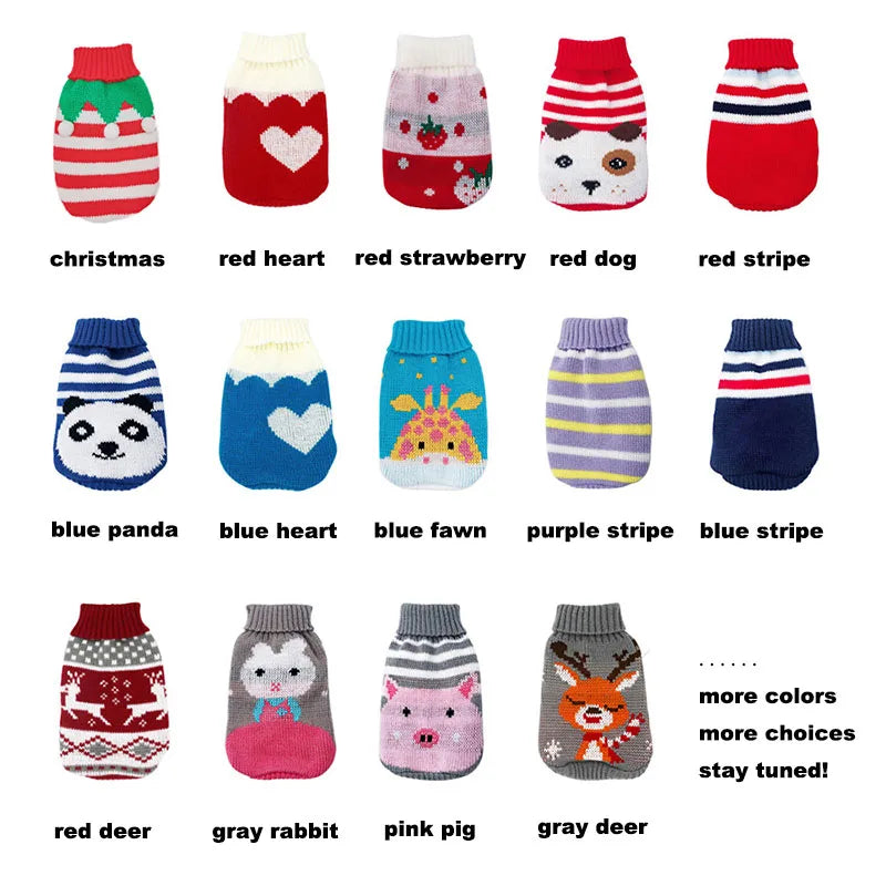 Christmas Cat Dog Sweater Pullover Winter Dog Clothes for Small Dogs Chihuahua Puppy Vest Warm Pet Clothing Cat Knitted Coat
