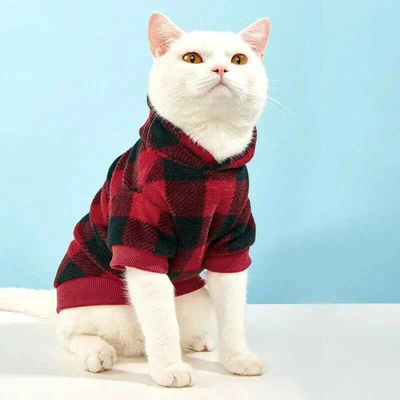 Cozy Plaid Flannel Pet Sweater – Perfect Warmth for Your Cat or Small Dog