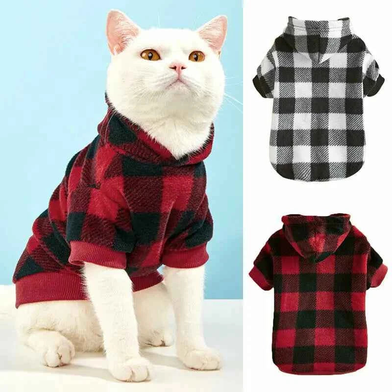 Cozy Plaid Flannel Pet Sweater – Perfect Warmth for Your Cat or Small Dog
