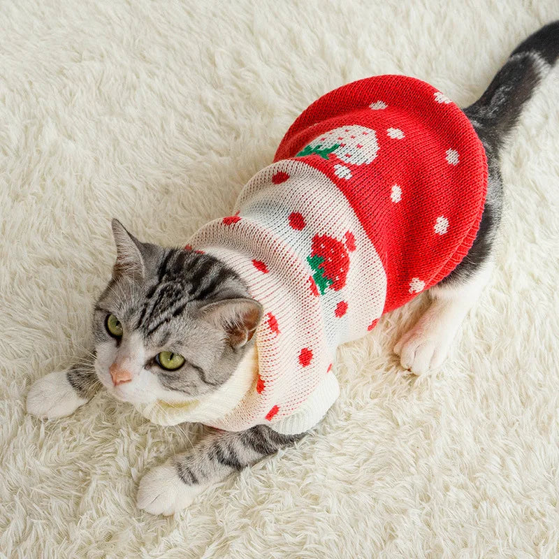 Christmas Cat Dog Sweater Pullover Winter Dog Clothes for Small Dogs Chihuahua Puppy Vest Warm Pet Clothing Cat Knitted Coat