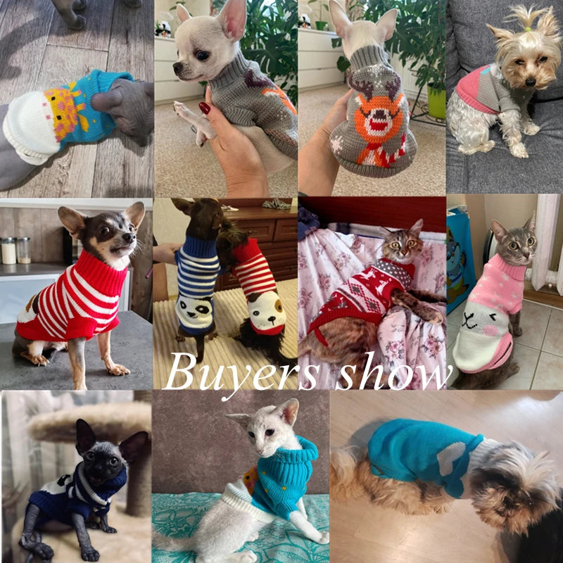 Christmas Cat Dog Sweater Pullover Winter Dog Clothes for Small Dogs Chihuahua Puppy Vest Warm Pet Clothing Cat Knitted Coat