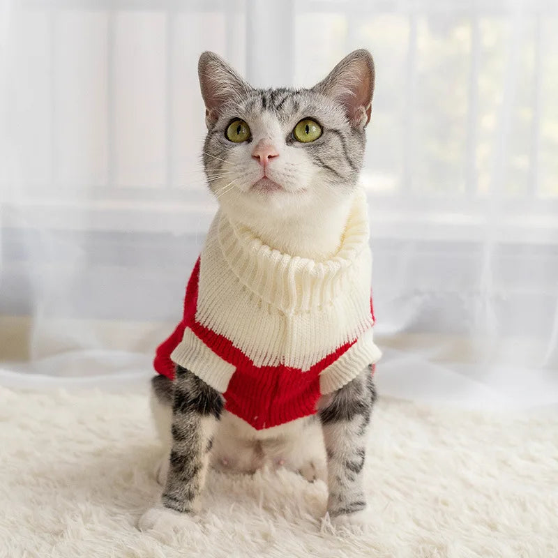 Christmas Cat Dog Sweater Pullover Winter Dog Clothes for Small Dogs Chihuahua Puppy Vest Warm Pet Clothing Cat Knitted Coat