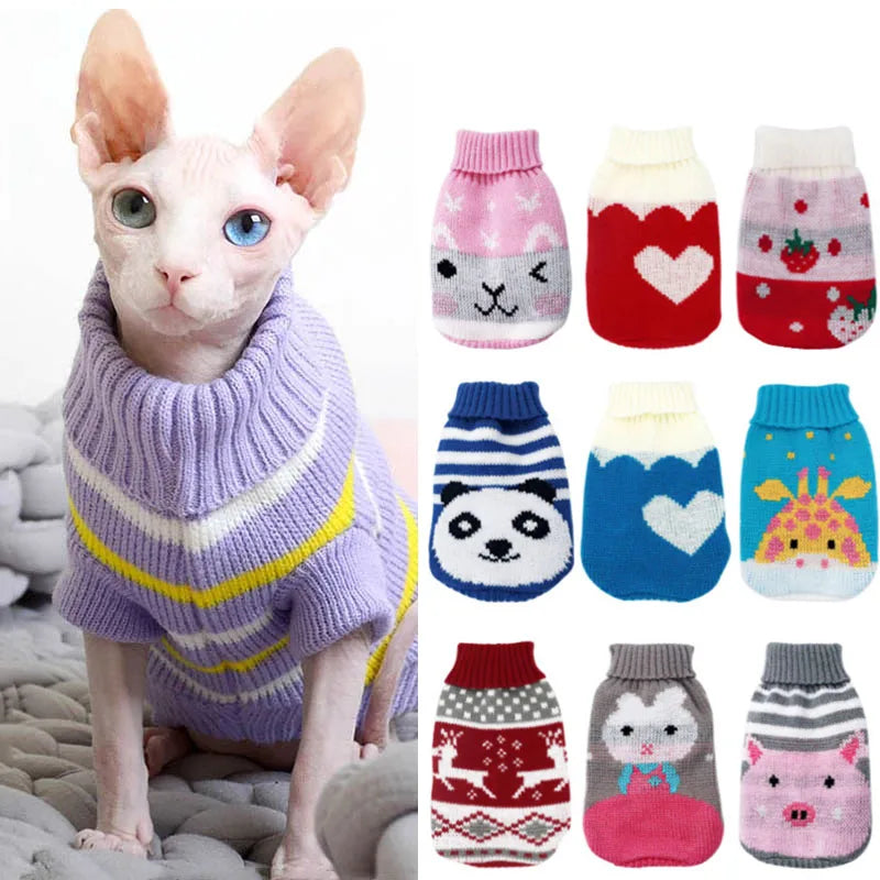 Christmas Cat Dog Sweater Pullover Winter Dog Clothes for Small Dogs Chihuahua Puppy Vest Warm Pet Clothing Cat Knitted Coat