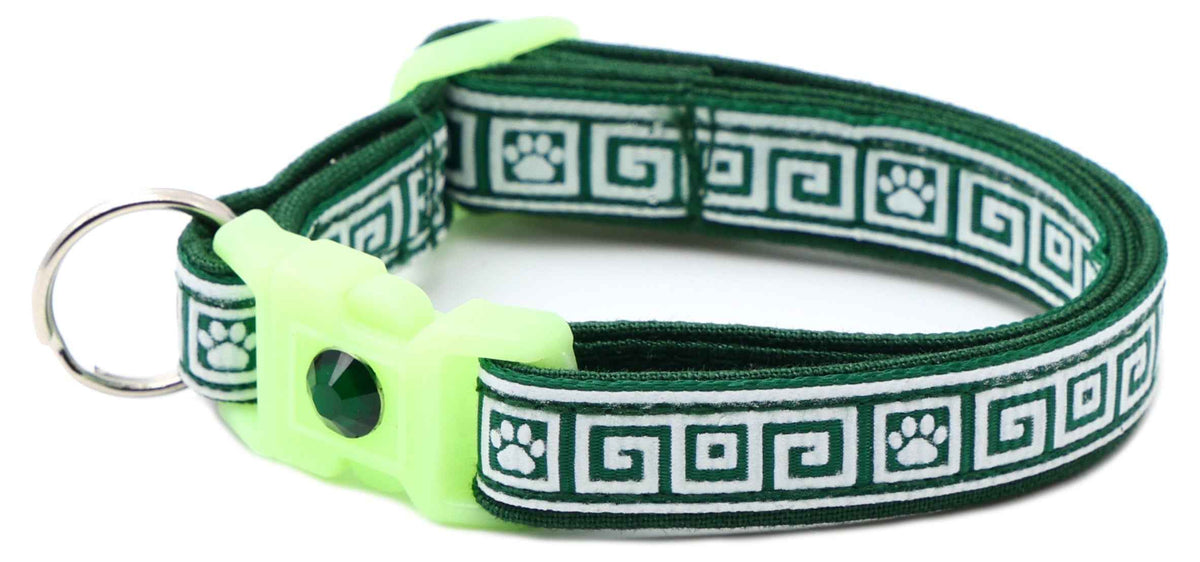 Glow in the Dark Cat Collar - Stylish & Safe with Greek Key Design