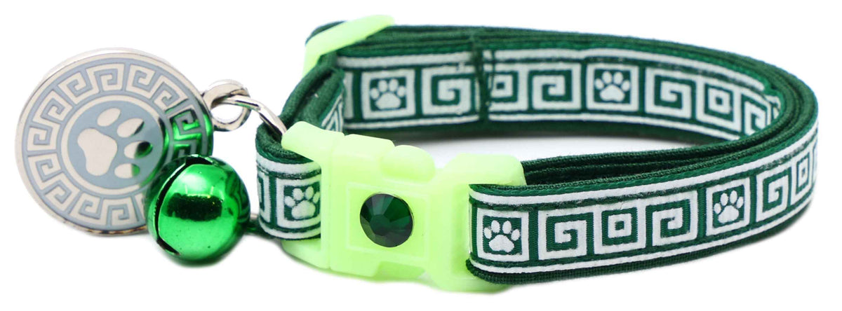 Glow in the Dark Cat Collar - Stylish & Safe with Greek Key Design
