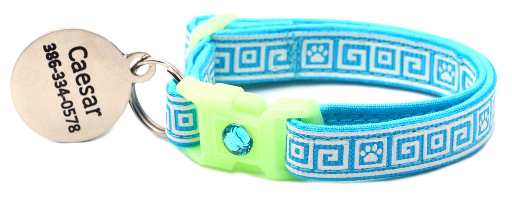 Glow in the Dark Cat Collar - Stylish & Safe with Greek Key Design