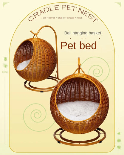 Rattan Pet Bed for Dogs & Cats