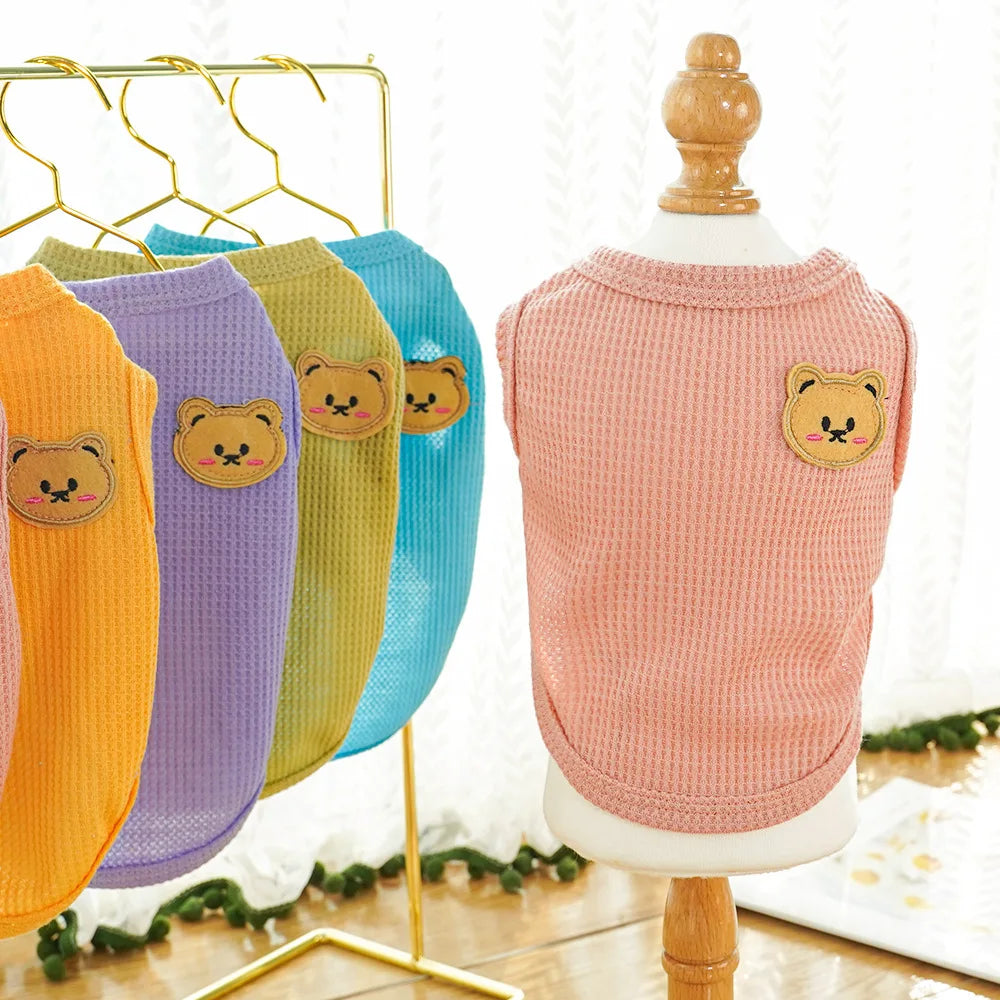 Cat Clothes Waffle Bear Pet Vest Summer Teddy Chihuahua Small Dog Two legged Clothes Cat Puppy Clothes Pet Costume
