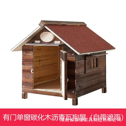 Solid Wood Outdoor Dog Kennel Wooden Large  Hut Antiseptic Cat House Cage Dog House All Seasons Dog Villa