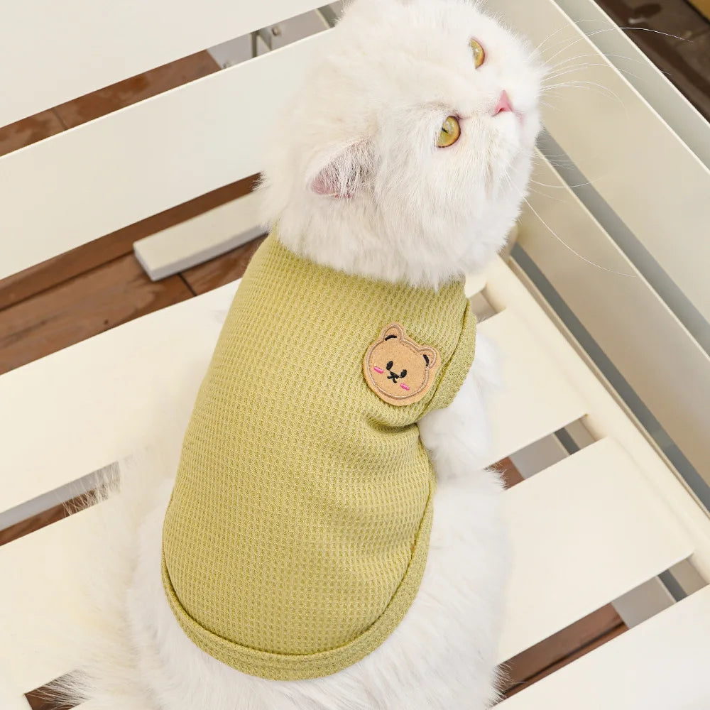 Cat Clothes Waffle Bear Pet Vest Summer Teddy Chihuahua Small Dog Two legged Clothes Cat Puppy Clothes Pet Costume