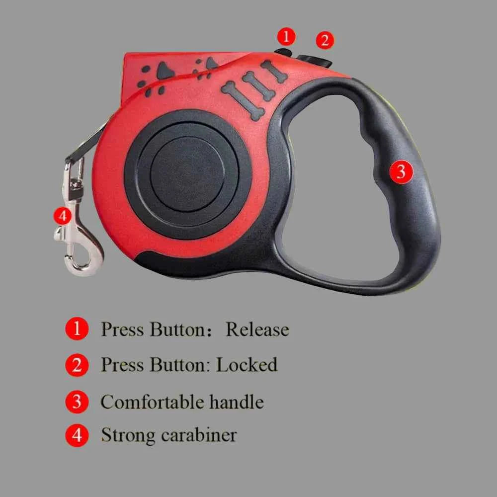Automatic Retractable Dog Leash with LED Flashlight