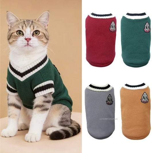Cat Dog Sweater Pullover Winter Pet Clothes for Small Dogs Cat Vest Puppy Jacket Pet Clothing Kitty Costume Warm Coat
