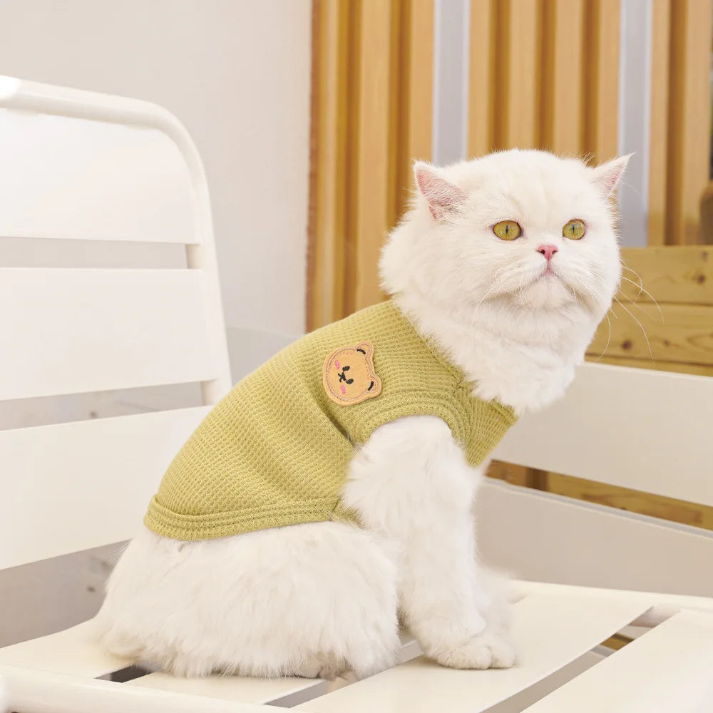 Cat Clothes Waffle Bear Pet Vest Summer Teddy Chihuahua Small Dog Two legged Clothes Cat Puppy Clothes Pet Costume