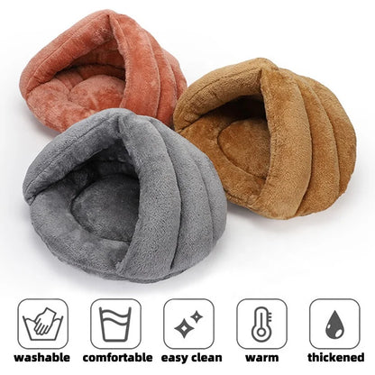 Plush Round Pet Bed for Dogs & Cats