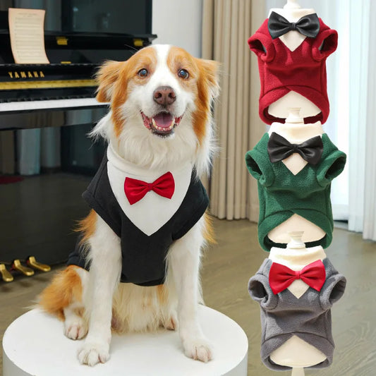 Bow Dog Clothes Pet Dress Vest Dog Tuxedo Clothes For Wedding Party Pet Formal Occasion Clothing