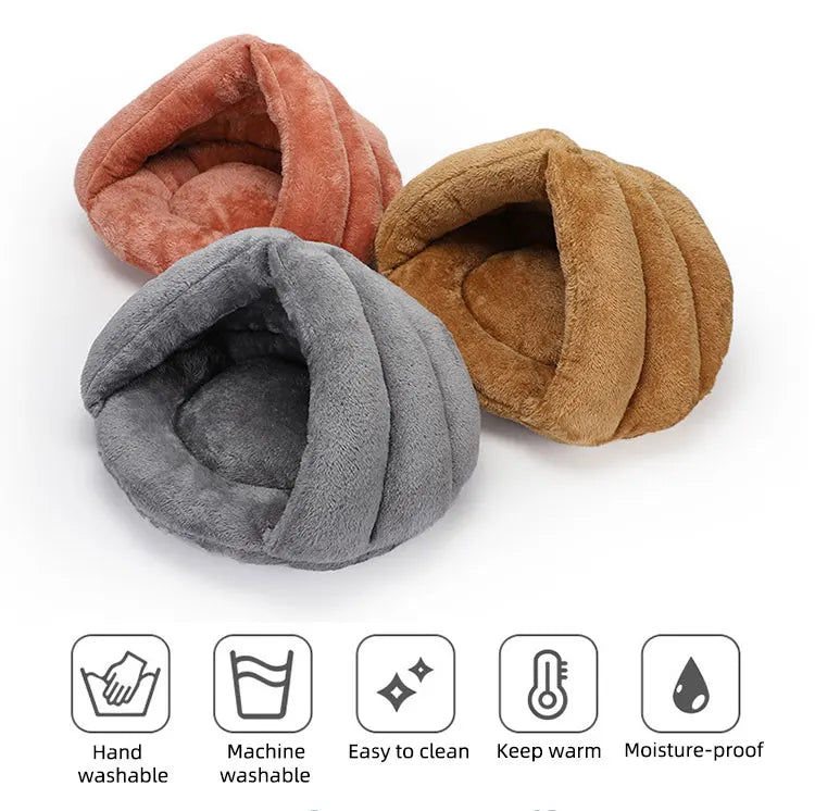 Plush Round Pet Bed for Dogs & Cats