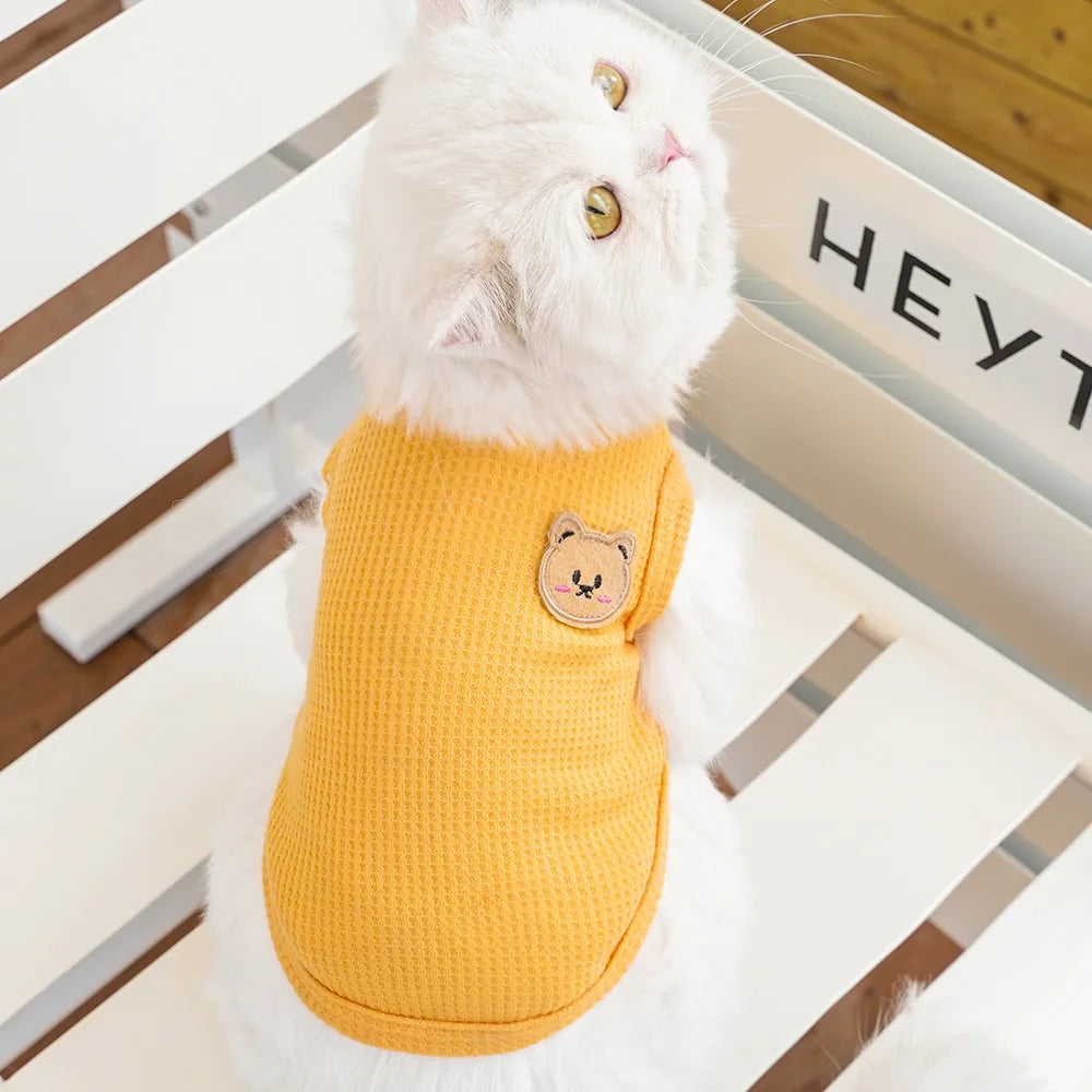 Cat Clothes Waffle Bear Pet Vest Summer Teddy Chihuahua Small Dog Two legged Clothes Cat Puppy Clothes Pet Costume