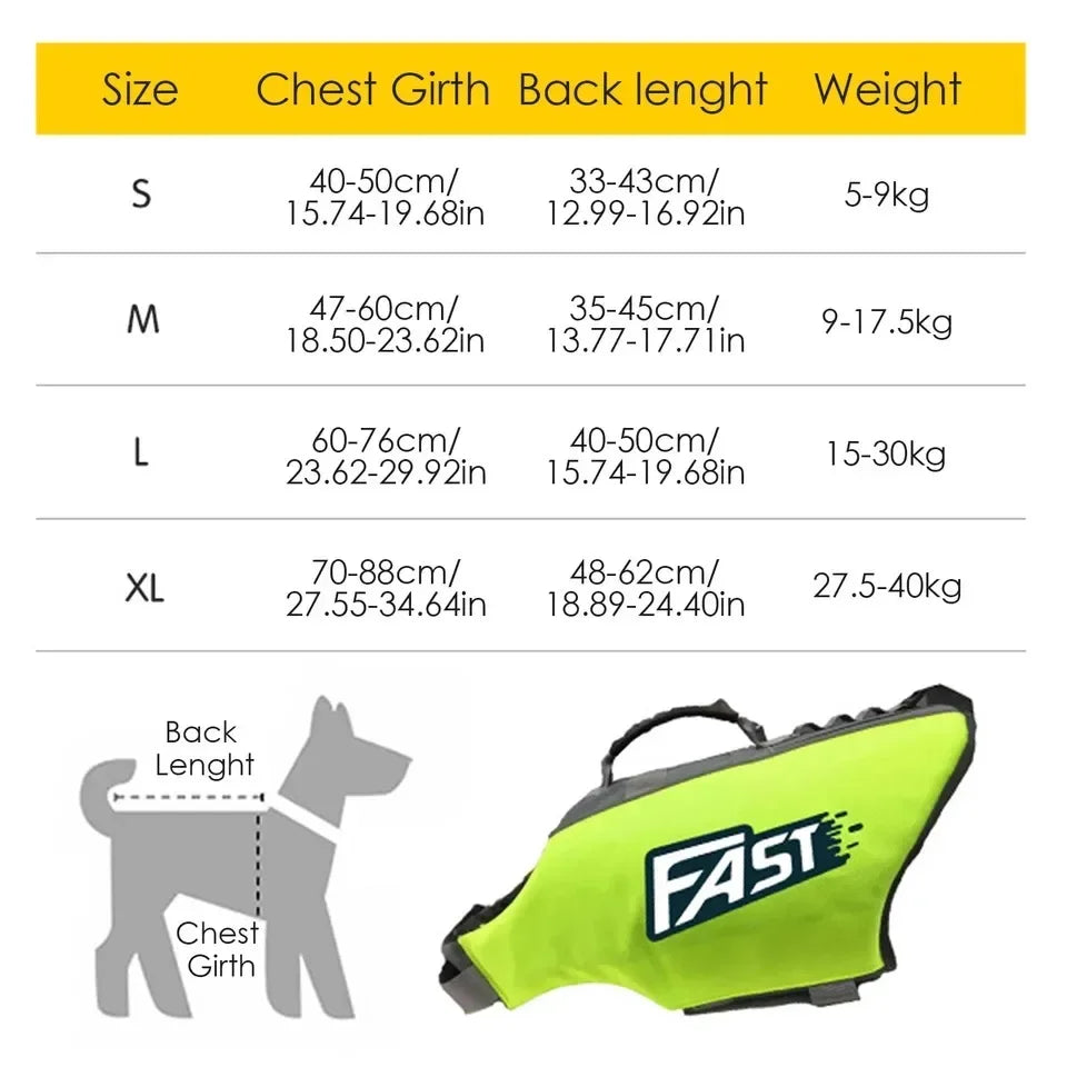 Reflective Dog Life Jacket Front View