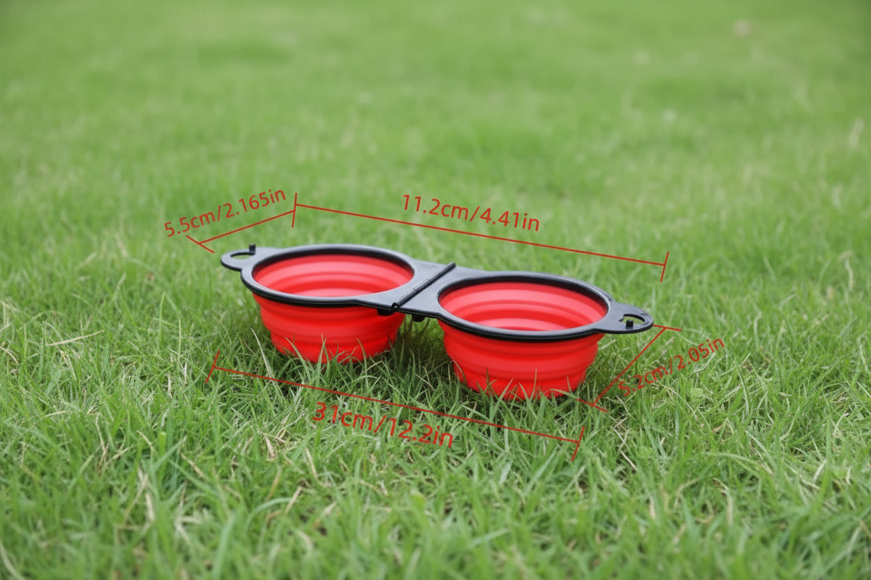 Travel Foldable Double Food Bowl