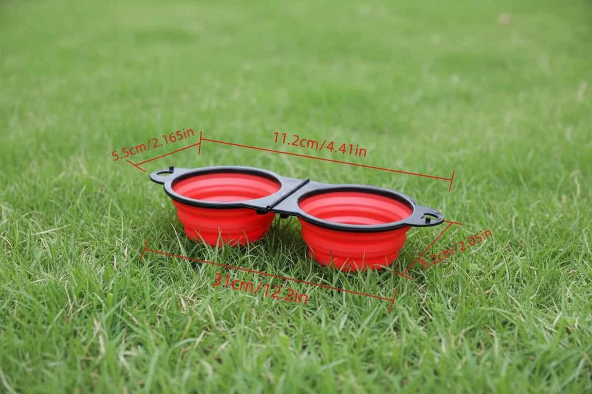 Travel Foldable Double Food Bowl
