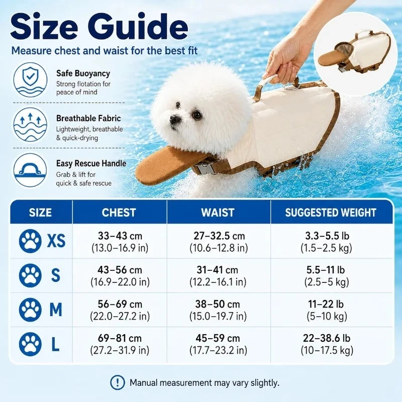 Dog Life Jacket with Rescue Handle for Swimming