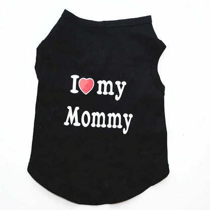 Pet Clothes Casual Puppy Dog Cat Clothing "I Love Mommy & Daddy" Print Cat Vest Tee Shirt 100% Cotton T-shirt Cat Kitten Apparel