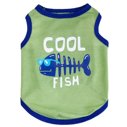 Summer Cotton Pet Vest for Small Dogs Cats Letter Print Dog T-shirts Puppy Clothing