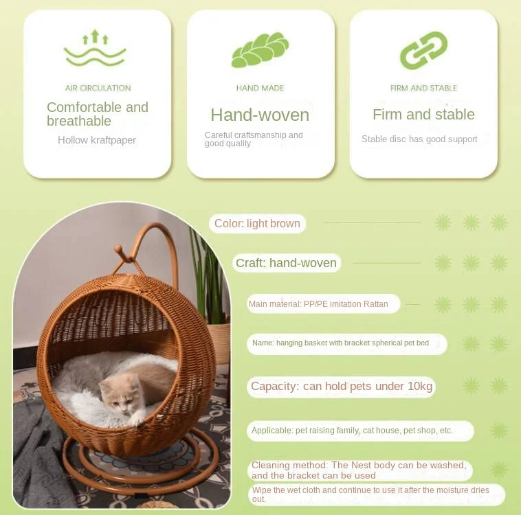 Rattan Pet Bed for Dogs & Cats