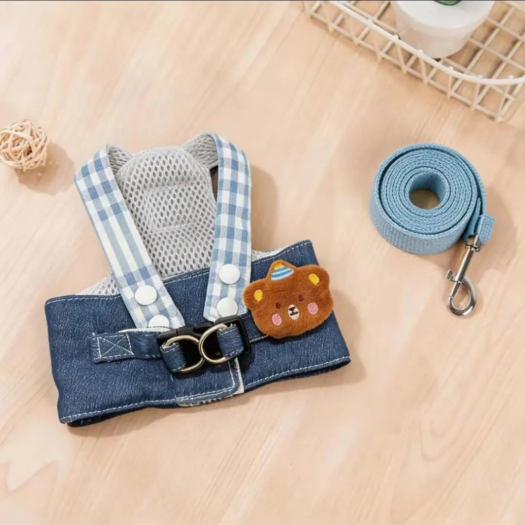 Dog Clothes 2026 New Dog Harness and Leash Set Denim Pet Vest with Sun Hat for Small Dogs Cats Puppy