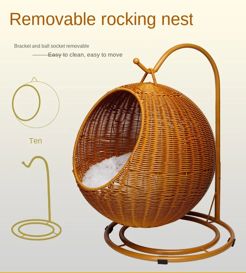 Rattan Pet Bed for Dogs & Cats