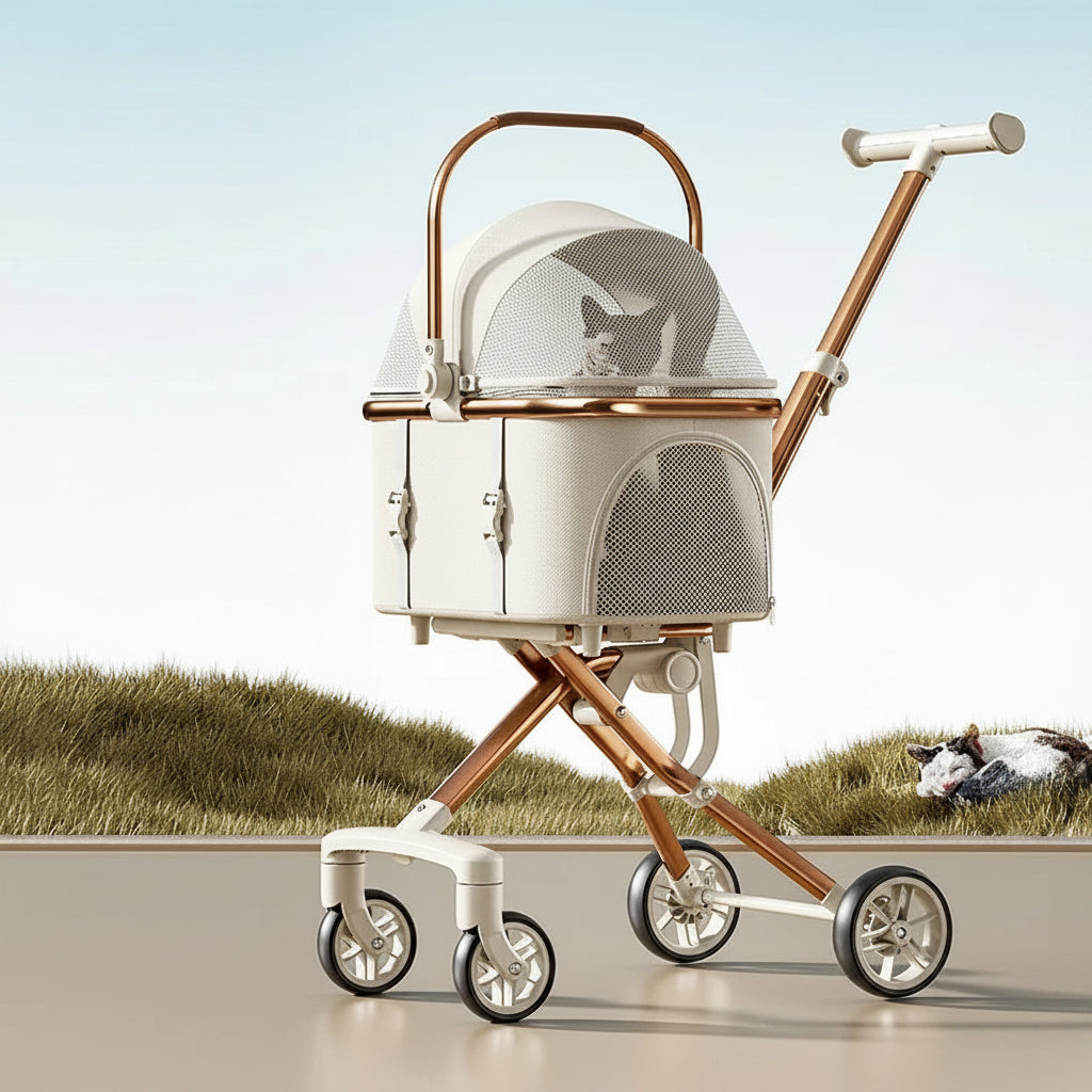 Pet Stroller with Detachable Carrier
