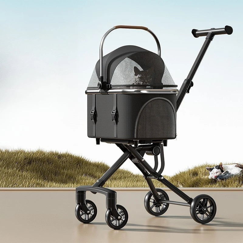 Pet Stroller with Detachable Carrier