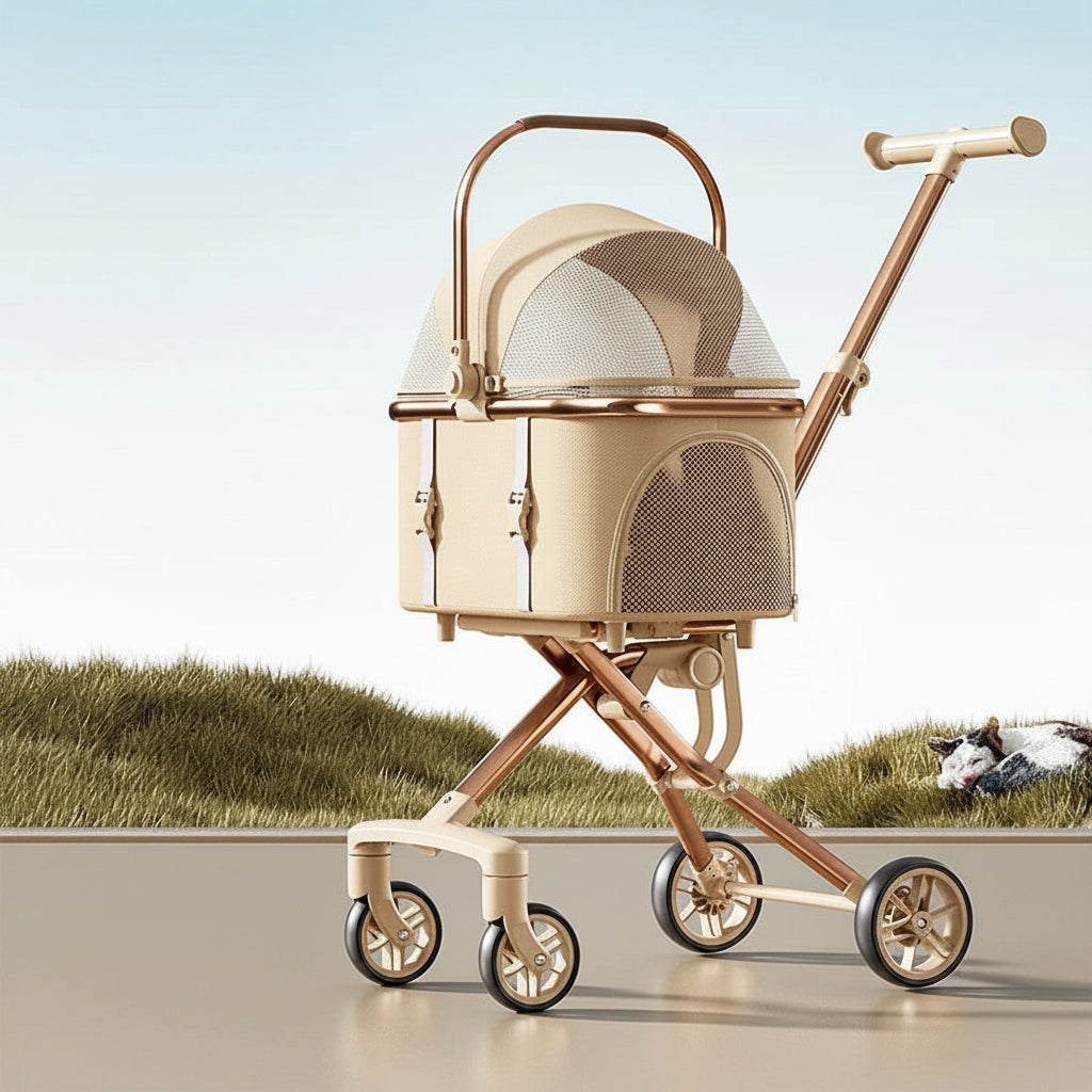 Pet Stroller with Detachable Carrier