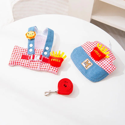 Dog Clothes 2026 New Dog Harness and Leash Set Denim Pet Vest with Sun Hat for Small Dogs Cats Puppy