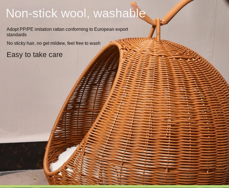 Rattan Pet Bed for Dogs & Cats