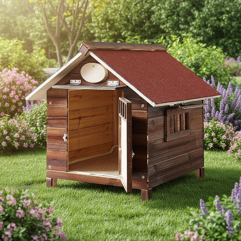Solid Wood Outdoor Dog Kennel Wooden Large  Hut Antiseptic Cat House Cage Dog House All Seasons Dog Villa