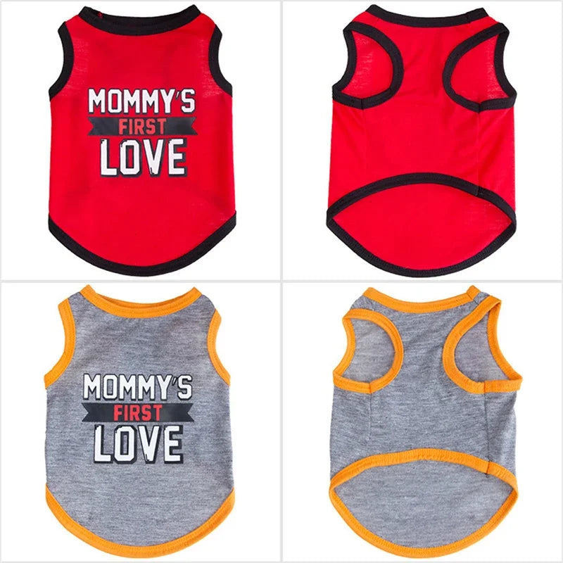 Summer Cotton Pet Vest for Small Dogs Cats Letter Print Dog T-shirts Puppy Clothing