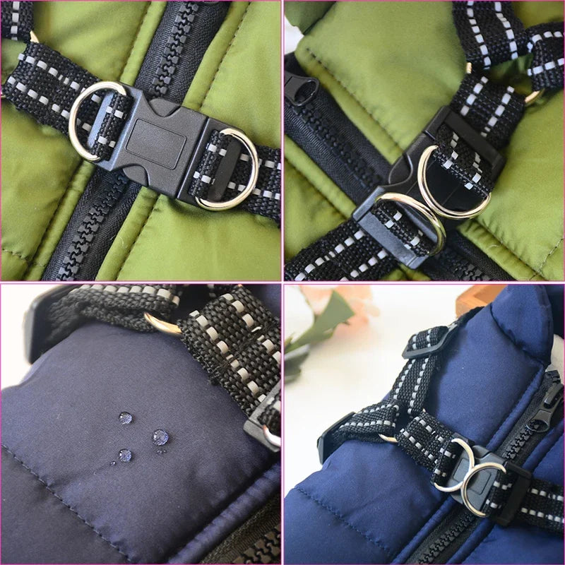 Waterproof Dog Winter Jacket with Harness