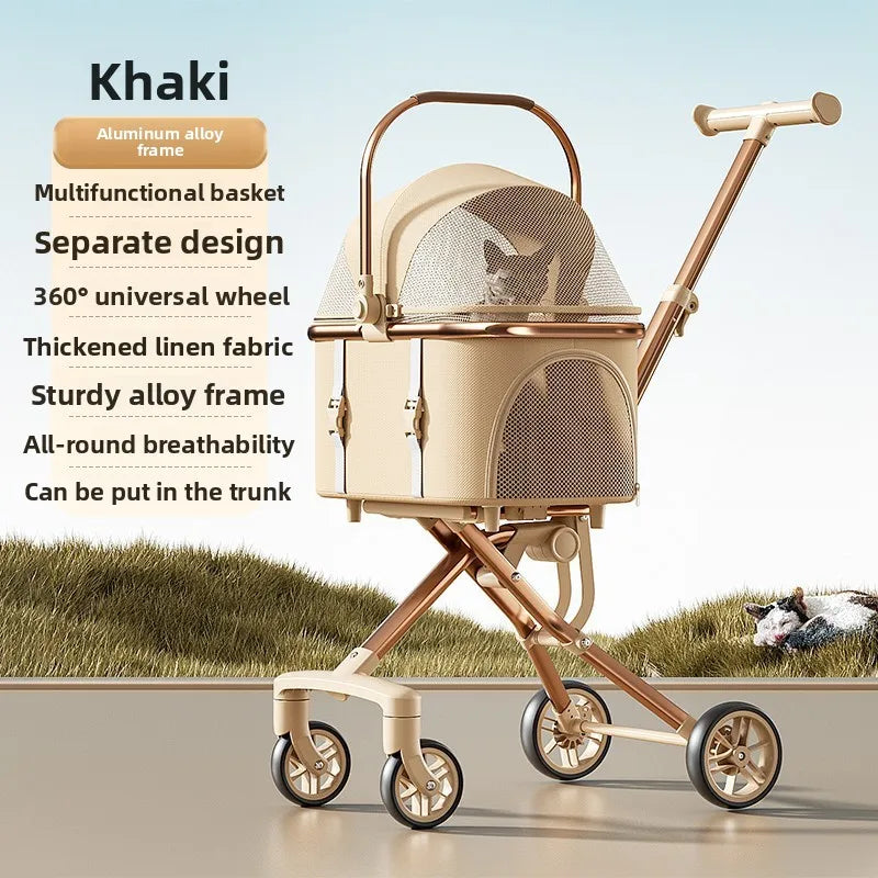 Pet Stroller with Detachable Carrier