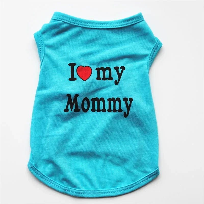 Pet Clothes Casual Puppy Dog Cat Clothing "I Love Mommy & Daddy" Print Cat Vest Tee Shirt 100% Cotton T-shirt Cat Kitten Apparel