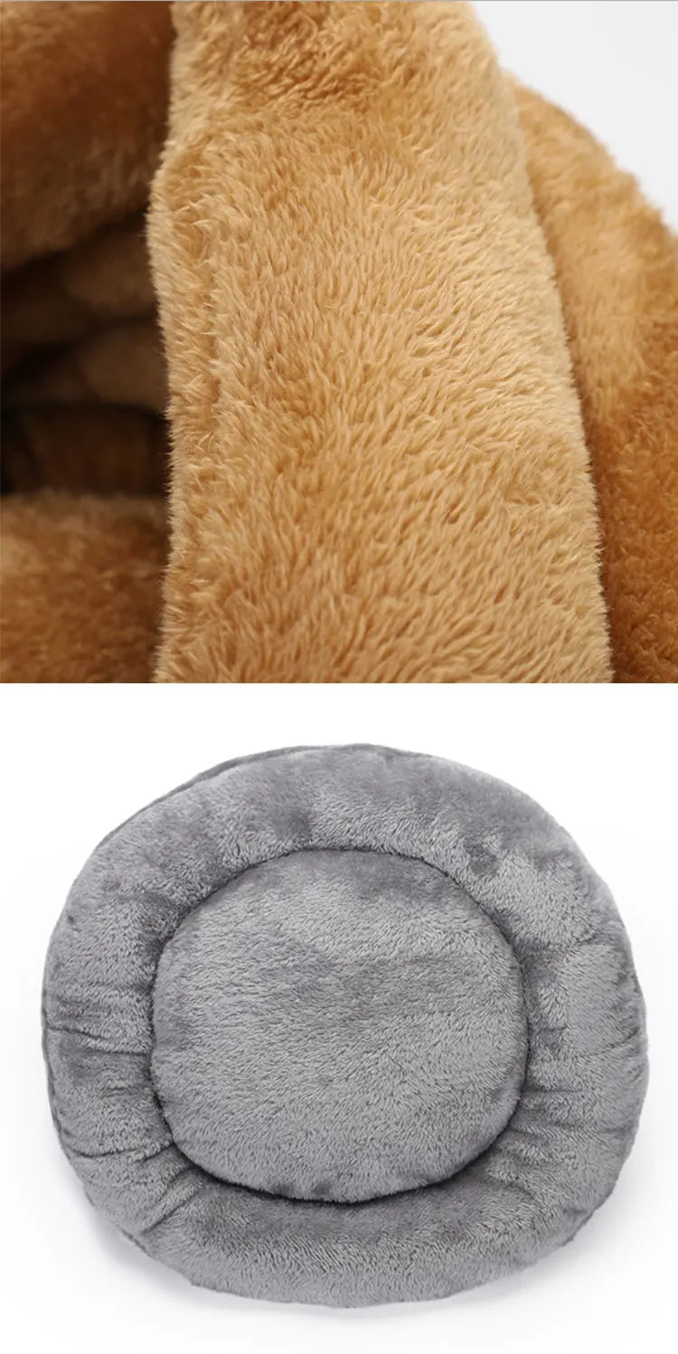 Plush Round Pet Bed for Dogs & Cats