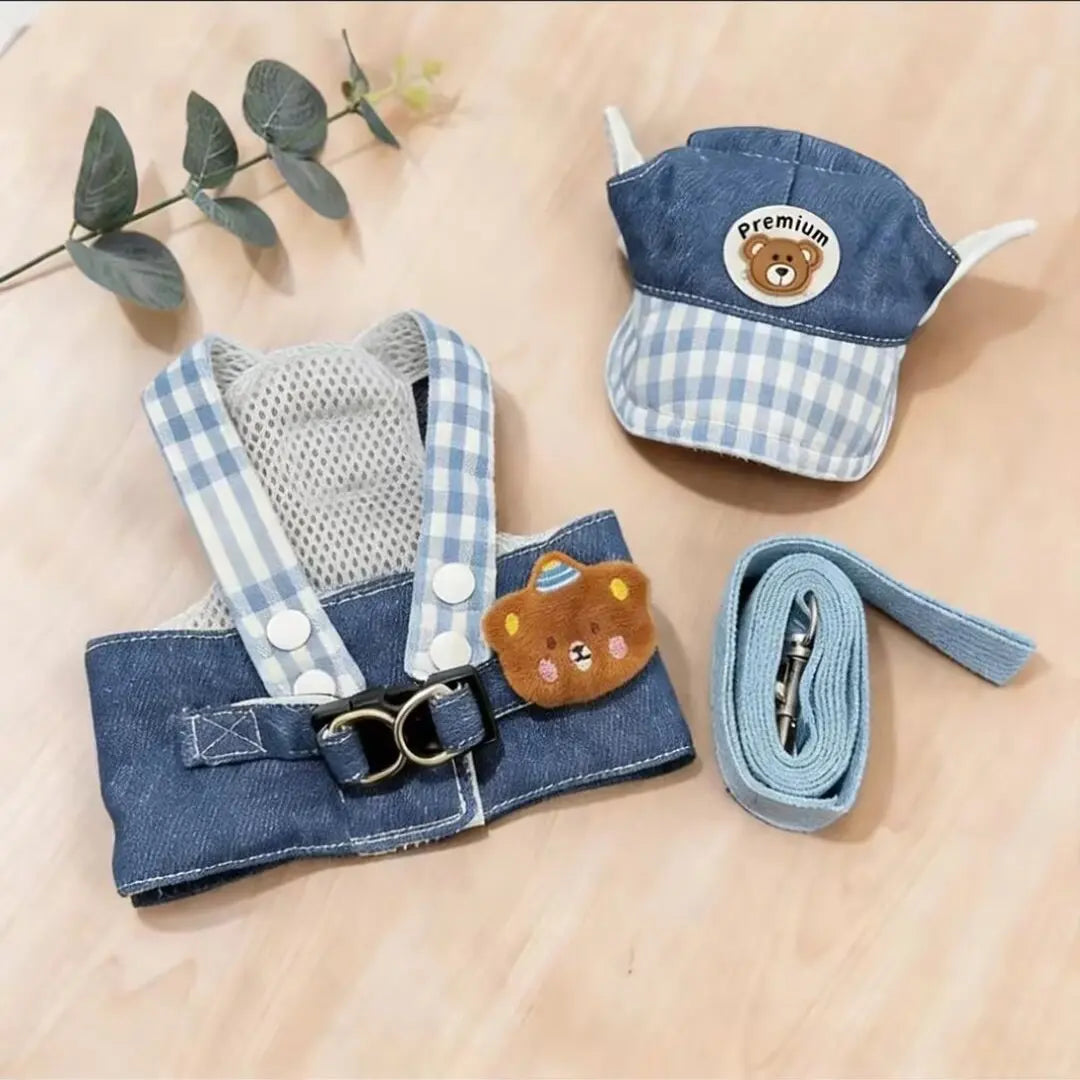 Dog Clothes 2026 New Dog Harness and Leash Set Denim Pet Vest with Sun Hat for Small Dogs Cats Puppy