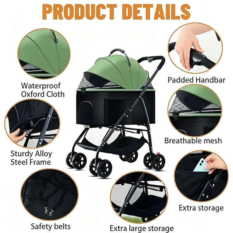 3-in-1 Foldable Pet Stroller - Waggy World