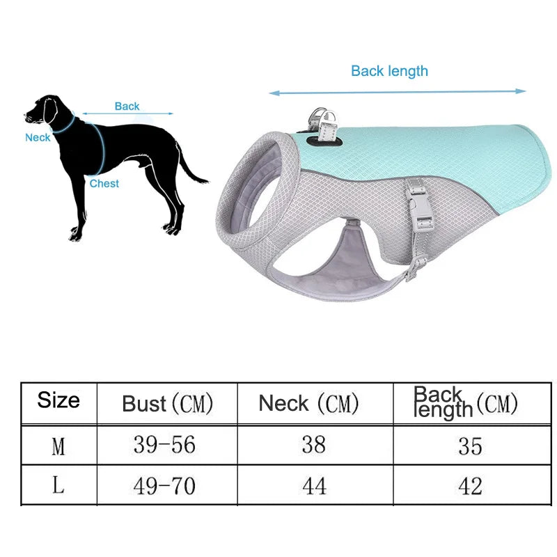 Dog Cooling Vest with UV Protection Front View