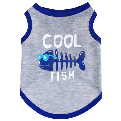 Summer Cotton Pet Vest for Small Dogs Cats Letter Print Dog T-shirts Puppy Clothing