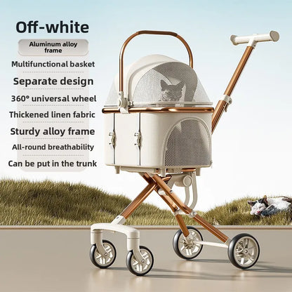 Pet Stroller with Detachable Carrier